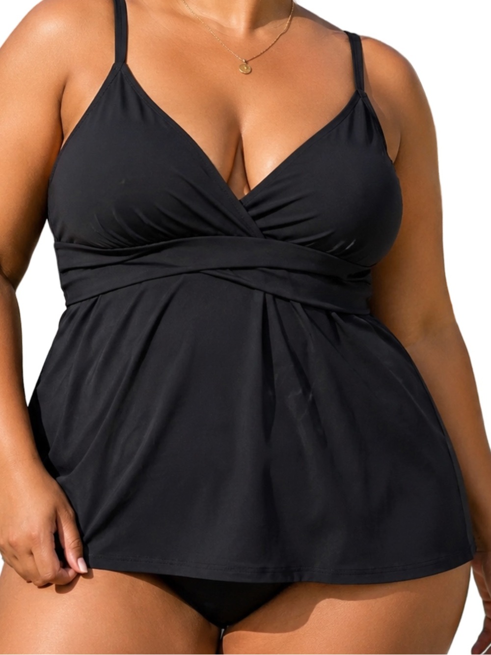 Old Navy 2X Plus Tankini Swim Top Black Supportive Cups Underwire modest